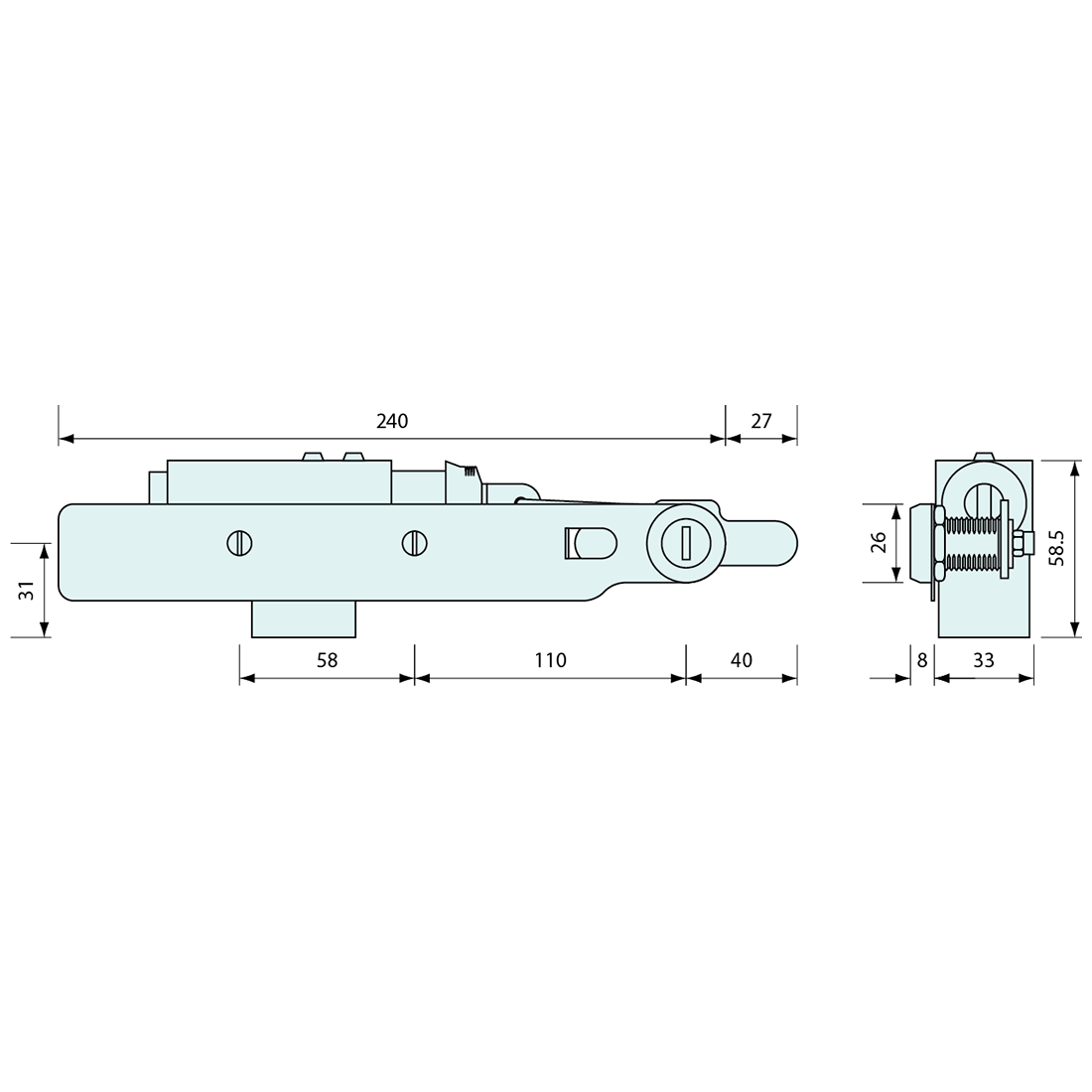 Central Locking Key Locking Cam Lock Kit 90deg Rotation